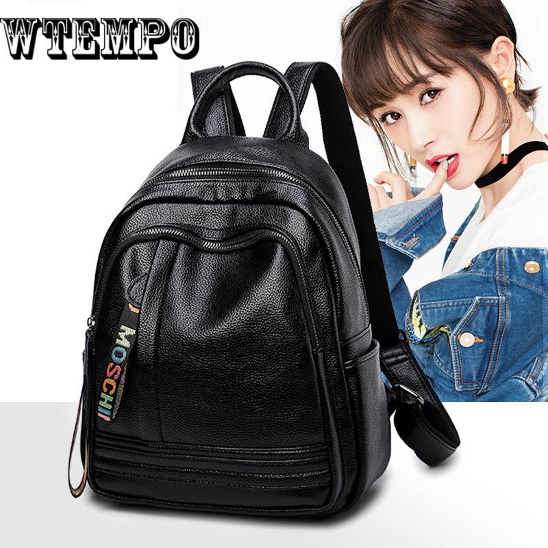 PU Leather Women's Backpacks Bag For Teenager Girls Fashion Solid Backpack Female Rucksacks
