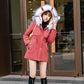Large Fur Collar Women's Parker Clothing Mid-length Loose Padded Jacket Plus Velvet Plus Size Tight-fitting Thin Cotton Jacket