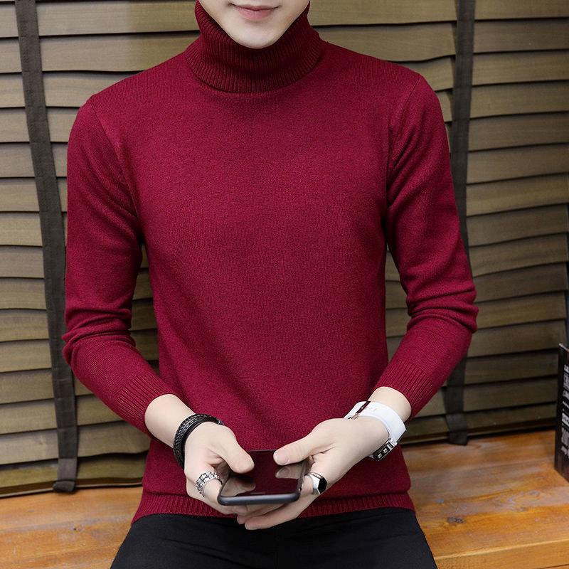 Autumn and Winter Men's Slim Turtleneck Sweater Thickening Trend Youth Sweater