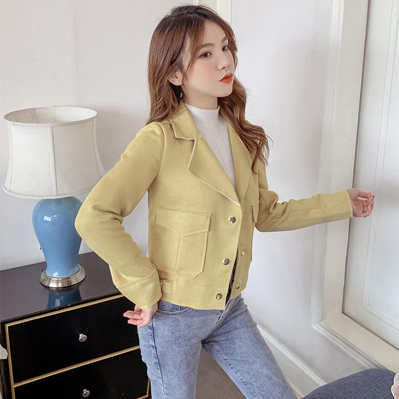 2021 Spring and Autumn Zipper Jacket Suit Collar Temperament Age-reducing Short Jacket