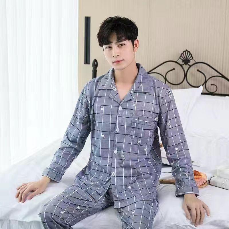 Pure Cotton Pajamas Men's Autumn and Winter New Men's Middle-aged and Young Men Can Wear Home Service Suits