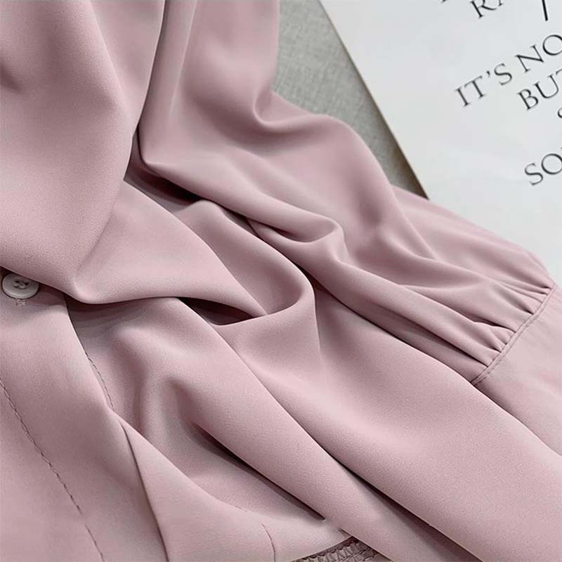 Solid Color Shirt Women's Morandi Long Sleeves Temperatement All-match Simple Shirts Loose Retro Chiffon Lapel Top Button Shirt