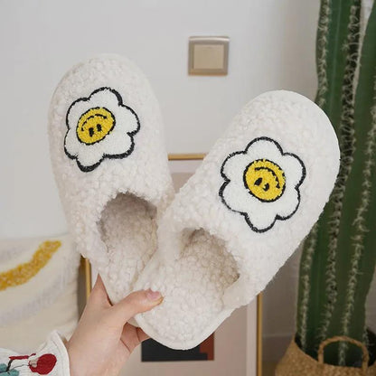Cotton Slippers Women Cute Cartoon Winter Plush Non-slip Warm Cotton Shoes