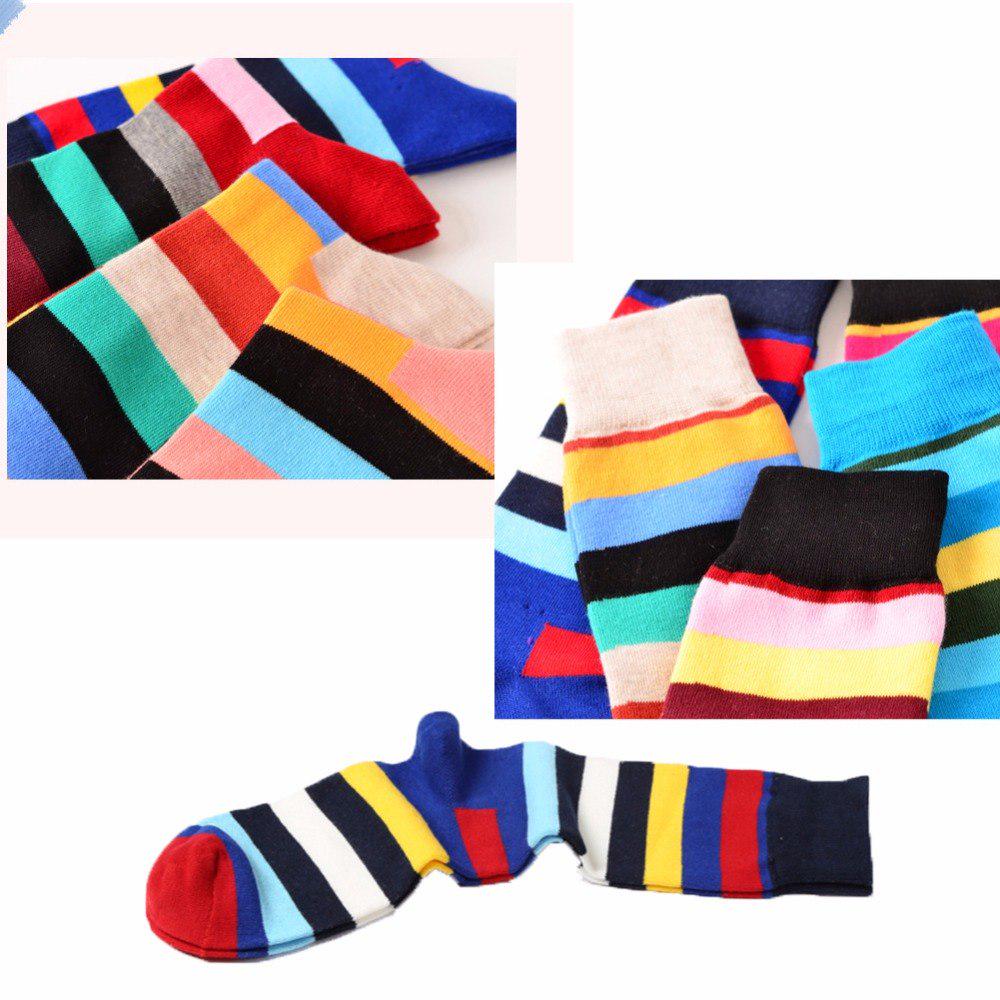Fashion 5 pair/lot Striped Socks Casual Cotton Girls Sock Long Happy Funny Skateboard Dress Socks