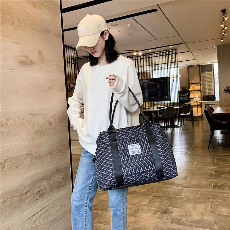 Large Capacity Travelling Bag Portable Luggage for Business Trip Korean Dog Tooth Bag Ladies Leisure Single Shoulder Bag Waterproof Storage Bag