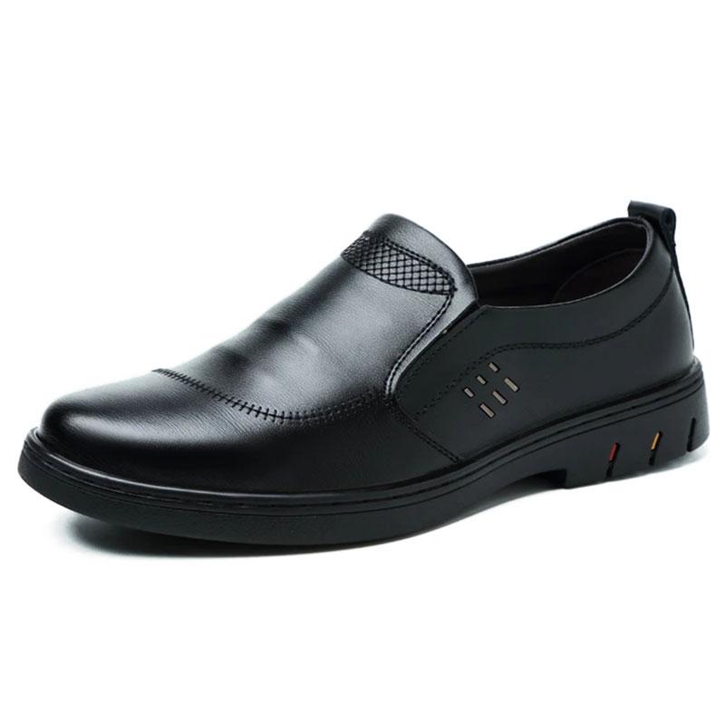 Men's Business Shoes Casual Real Cowhide Shoes Spring and Autumn Middle-aged Dad Shoes Men's Shoes Peas Shoes Lazy Pedal Shoes