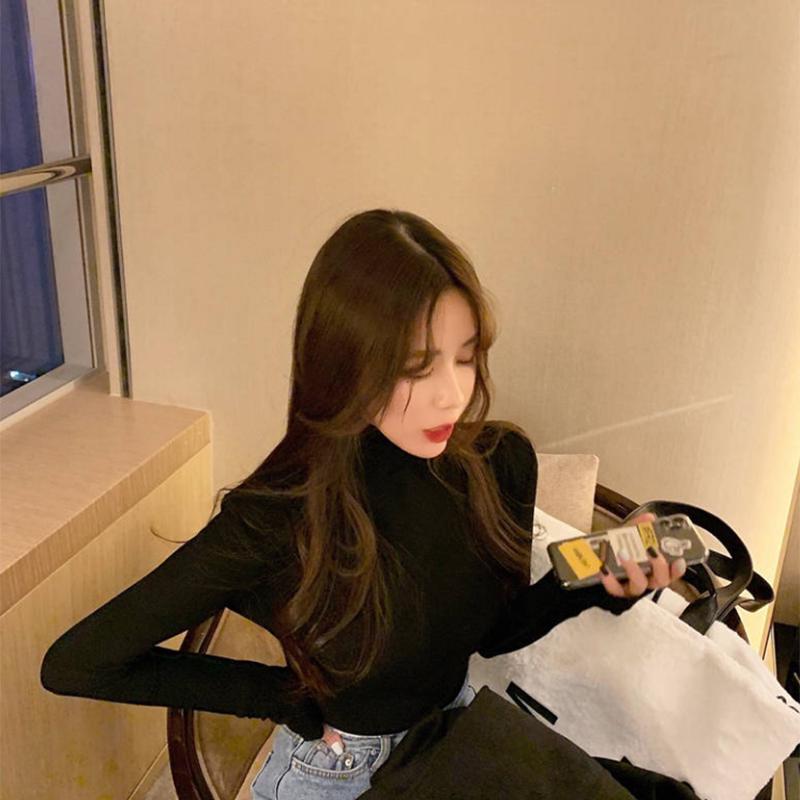 Wild Jersey Bottoming Shirt Decoration Was Thin Bottoming Shirt Ins Winter Plus Velvet