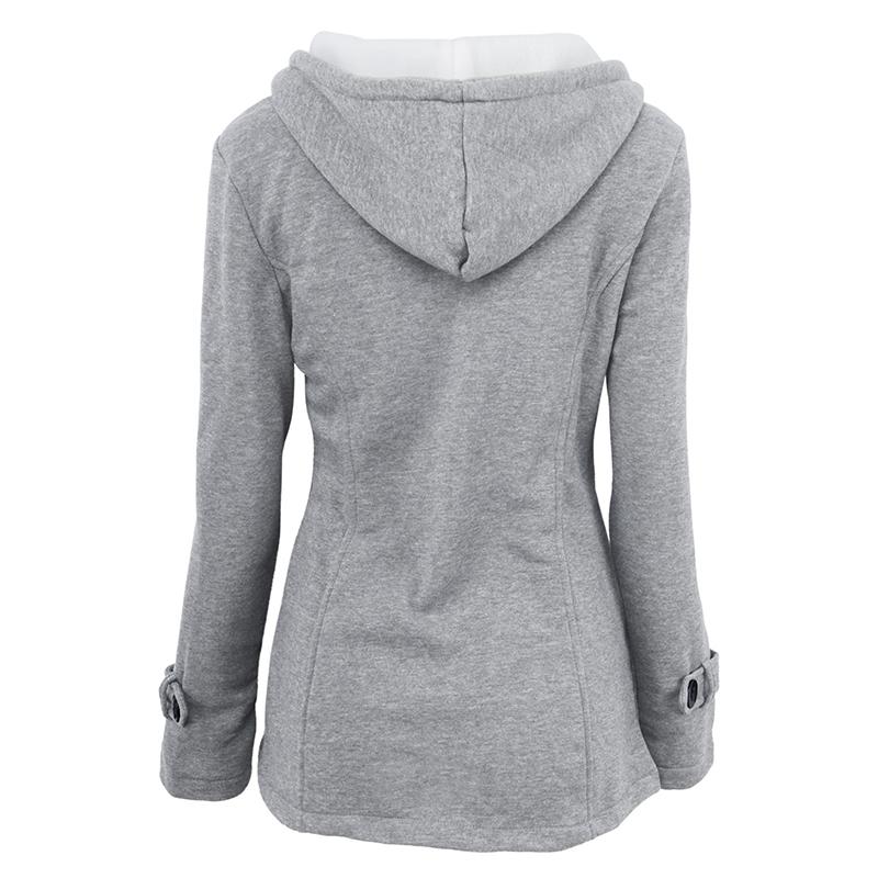 Coats for Women Winter Hooded Jacket Black  Gray Solid Casual Slim Warm Parkas