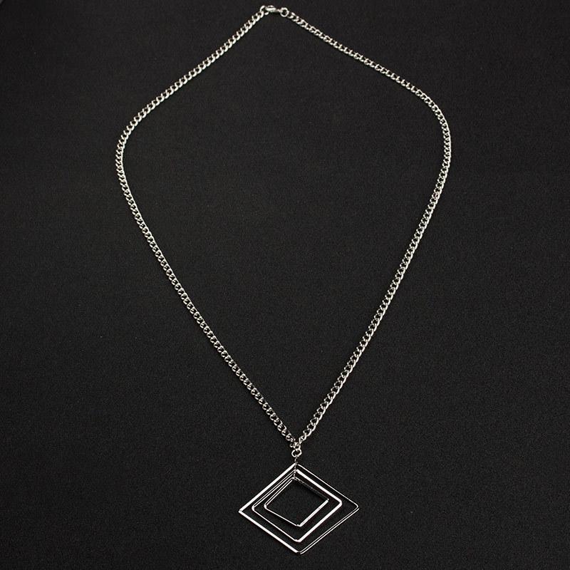 Square Multilayer Geometric Necklace Classic Long Style Wild Free Quality Handmade Sweater Chain