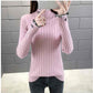 Autumn and Winter Lace Half High Neck Bottoming Shirt Slim Knit Warm Sweater Fashion Simple Female Top