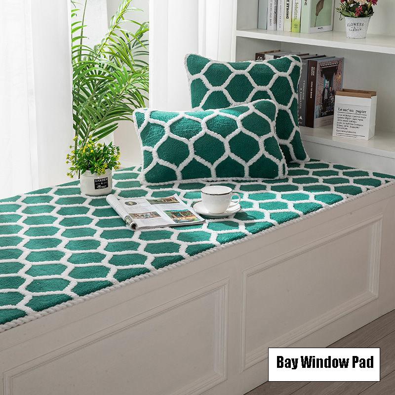 Printed Bay Window Cushion Non-Slip Crystal Velvet Window Sill Pad Bay Window Pad Tatami Mats Sofa Cushion Used for Indoor Outdoor