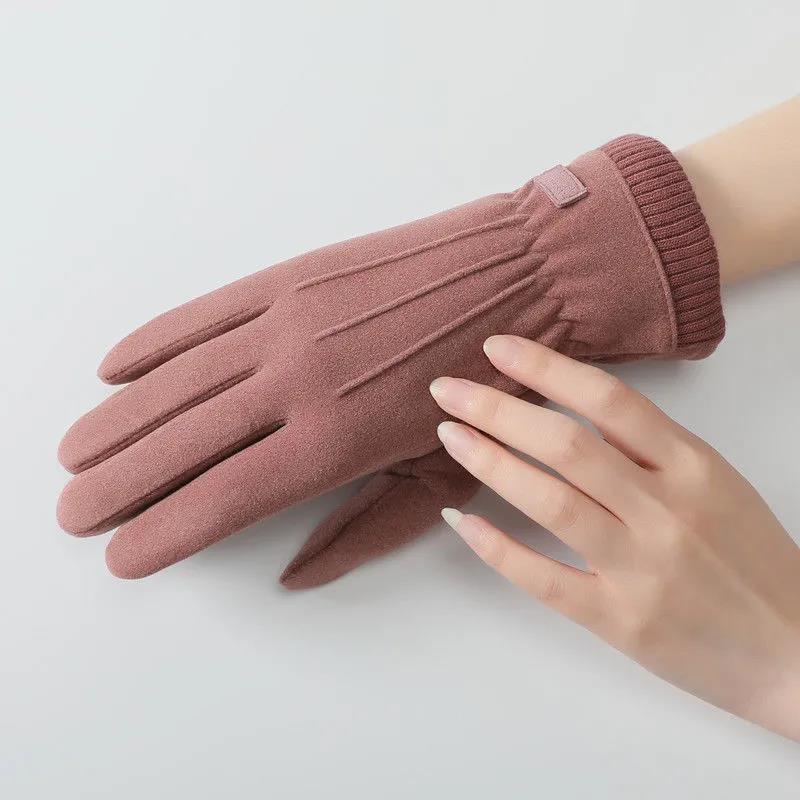 Cotton Gloves Ladies Velvet Thick Riding Warm Gloves Sports Elastic Elastic Gloves
