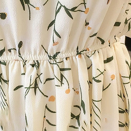 Summer Dress Loose Chiffon Floral Small Fresh Summer Mid-length Large Size Chiffon Dress Large Skirt Fabric Light and Breathable