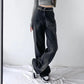 Black Spring and Autumn High Waist Loose Straight Wide Leg Mopping Pants Jeans Women's 2022 New Design Sense Niche