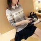 Autumn Winter Korean  Short Pullover Sweater Lapel Loose Sweater Coat Sweet Beaded Fake Two pieces Sweaters for Students Office Ladies