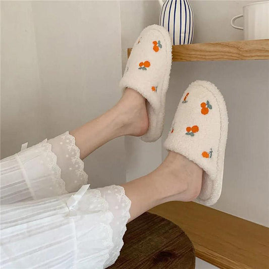 Ladies Pure Cotton Slippers Indoor Non-slip Slippers Soft Bottom Household Casual Slippers Keep Warm in Autumn and Winter