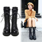 Autumn Winter Motorcycle Boots Women British Style Ankle Boots Gothic Punk Low Heel Boot Size 35-41