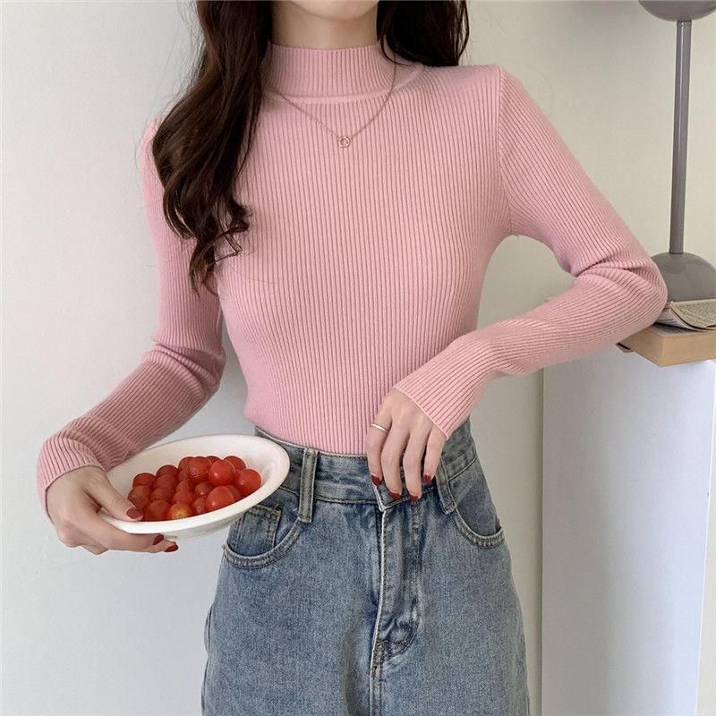 Sweaters Women Winter Turtleneck Sweater Knitted Jumper Solid Long Sleeve Slim Knitwear Women Top Clothes Fashion Slim Sweater Casual