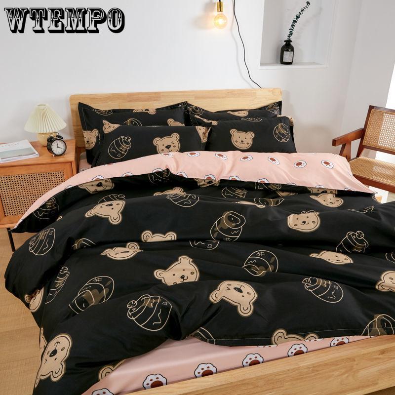 Cartoon Cat Bedding Set Animals Kids Bed Sets Girls Boys Home Textile Kids Girls Bedroom Decor Cover Pillowcase