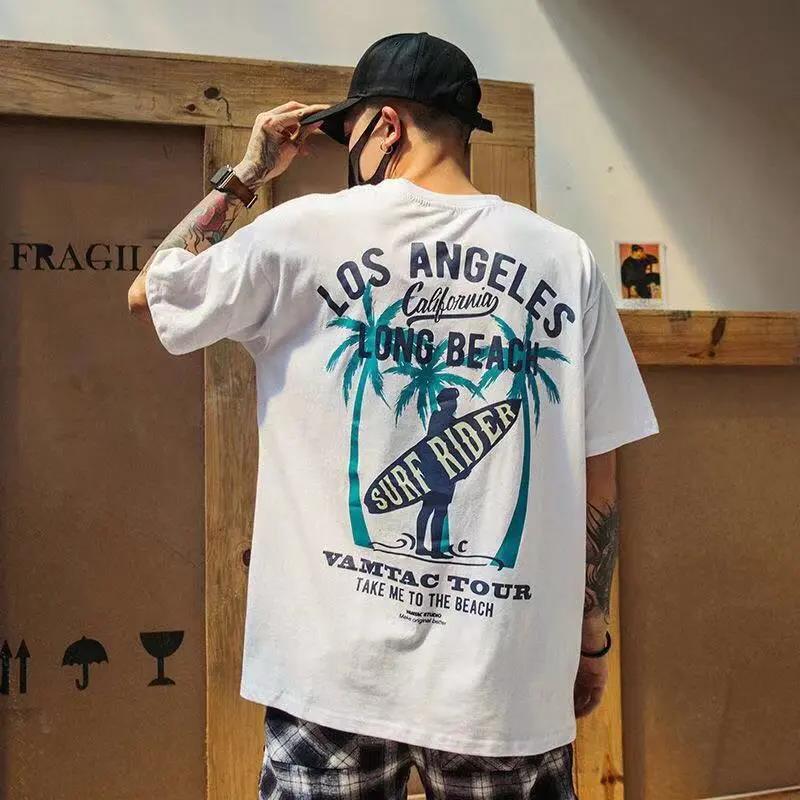 Summer T-shirt Men's Short Sleeve Loose Top Student Round Neck Printed Half Sleeve Men's T-shirt