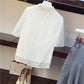 Fashion  2 Piece Set Skirt and Tops Plus Size Women Summer Pleated Short-sleeve Shirt Asymmetric Denim Skirt Two-piece Set