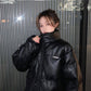 Winter Korean Style Jacket Super Shiny PU Leather Loose Thick Padded Coat Cotton Jacket Women