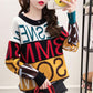 Letter Print Pullover Sweater Women Student Korean Loose Sweater Dress Top Autumn Winter Casual Bottoming Shirt Jumper