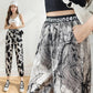 Ice Silk Ink Painting Sports Pants Women's Summer Thin Loose and Thin Large Size Casual Harem Pants
