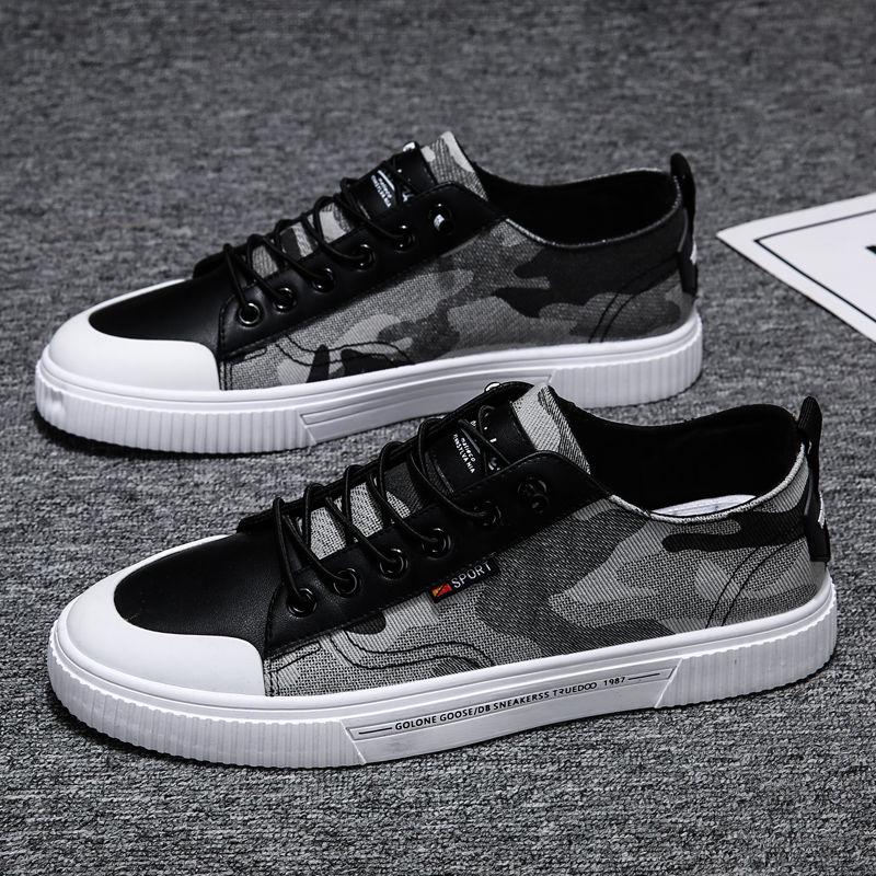 Spring Men's High-top Canvas Shoes Korean Fashion Camouflage Vulcanized Shoes Round Toe Trend Tie Sneaker Rubber Men Boots