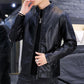 Men's Leather Jacket Trend Handsome Stand-up Collar Motorcycle Clothing Youth Autumn and Winter Plus Velvet Padded Jacket