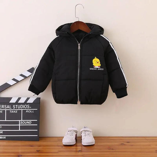 Girls' Winter Clothes Plus Fleece Hooded Jacket Bread Clothing Thickened To Keep Warm