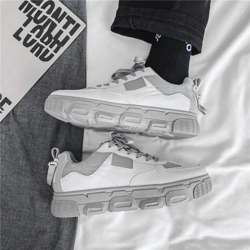 Men's Sports Shoes Summer Trendy Men's Breathable Sneakers Men's Casual Trend All-match Thick-soled Small White Shoes