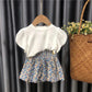 Girls' Cotton Suit Summer Female Baby Baby Solid Color Short-sleeved Little Girl Skirt Pants Thin Section