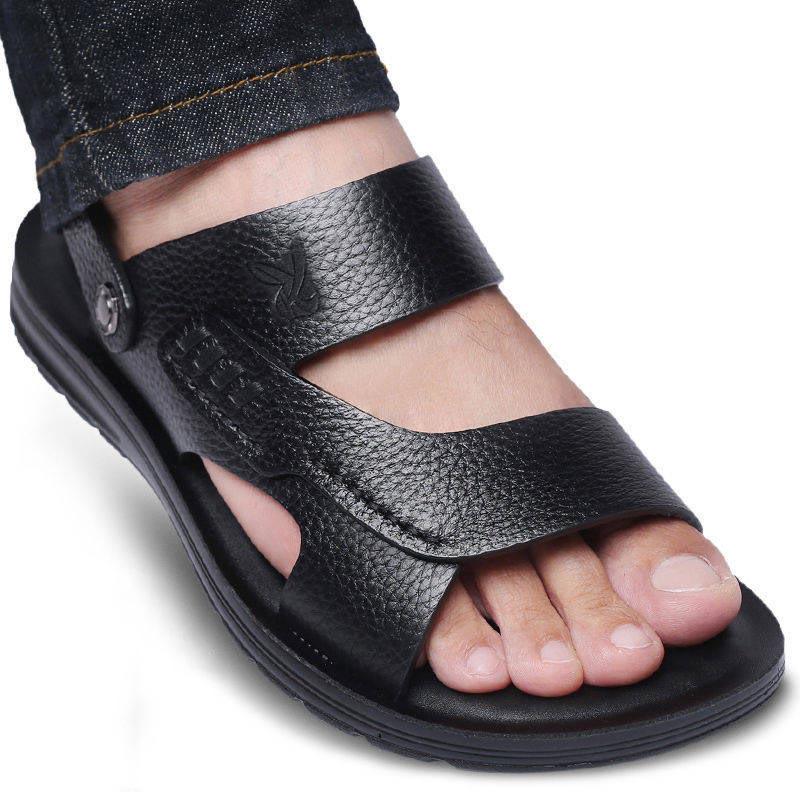 Men's Leather Sandals Men's Summer Non-slip Beach Shoes Men's Shoes Leather Sandals and Slippers