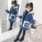 Girls' Warm and Windproof Winter Coat Mid-length Plus Velvet Thick Coat