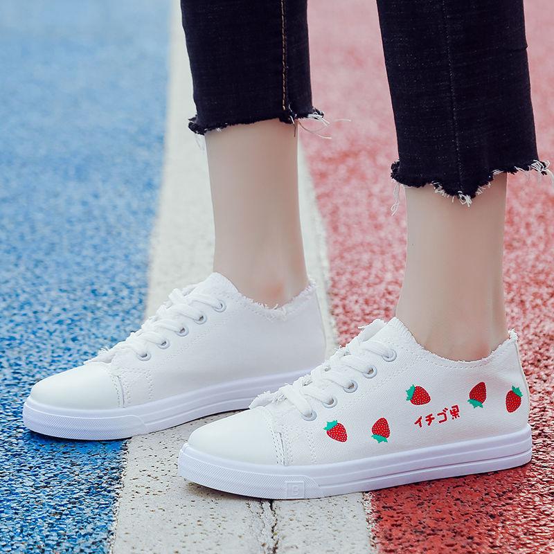 Canvas Shoes Women's Shoes Summer White Shoes Breathable Cloth Shoes Students Flat Sports Shoes Sneakers