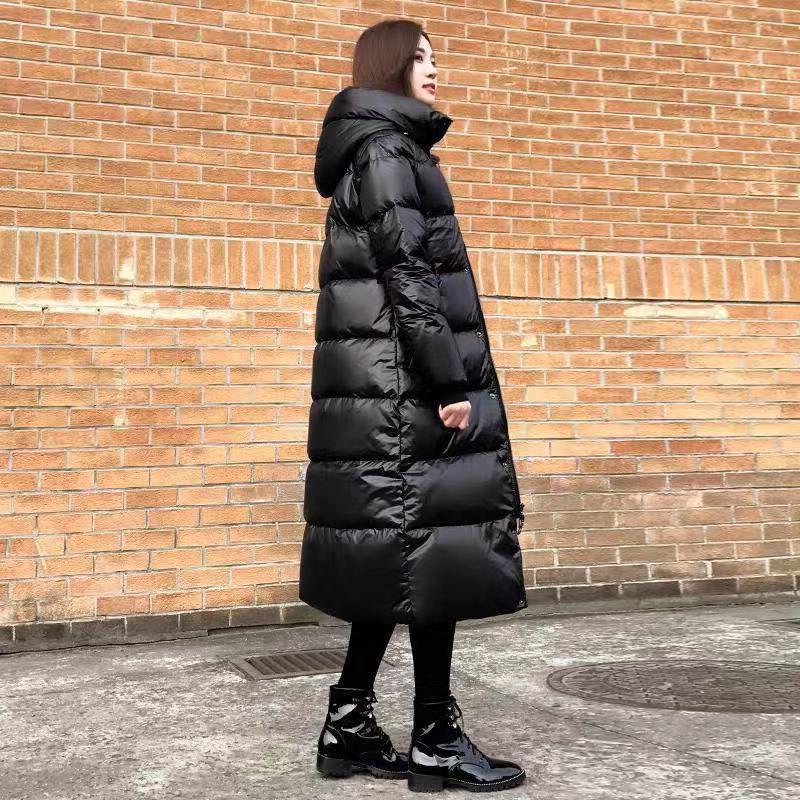 Women's Down Padded Jacket Mid-length Winter Slim Over-knee Long Hooded Padded Ladies Padded Jacket