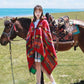 Ethnic Style Travel Outside with Shawl Cloak Female Autumn and Winter Thick Warm Red Shawl Windproof Buckle Hooded Cloak