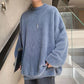 Autumn and Winter Men's Plus Velvet Thick Sweater Loose Half High Neck Trend Wild Warm Top