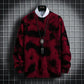 Men Sweater Autumn Winter Tie-dye Printing Men's Knitted Pullover Casual Long Sleeve Imitation Mink Warm Sweater