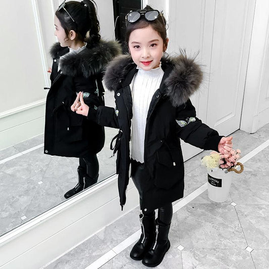 Children's Padded Warmer Girls' Cotton-padded Clothes Winter Clothes Children's  Padded Clothes Little Girls Mid-length Coats  Padded Jackets