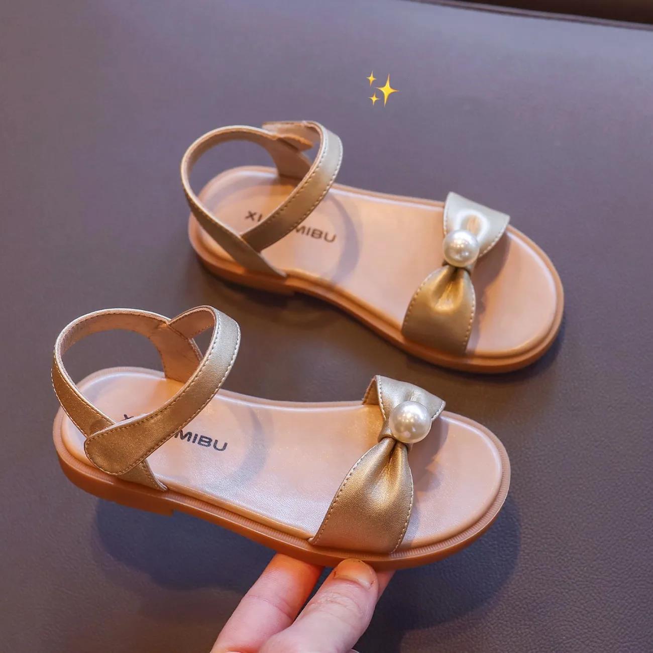 Girls' Sandals In Summer Soft Soled Non Slip Little Girls' Flat Beach Shoes Children's Princess Cool Shoes