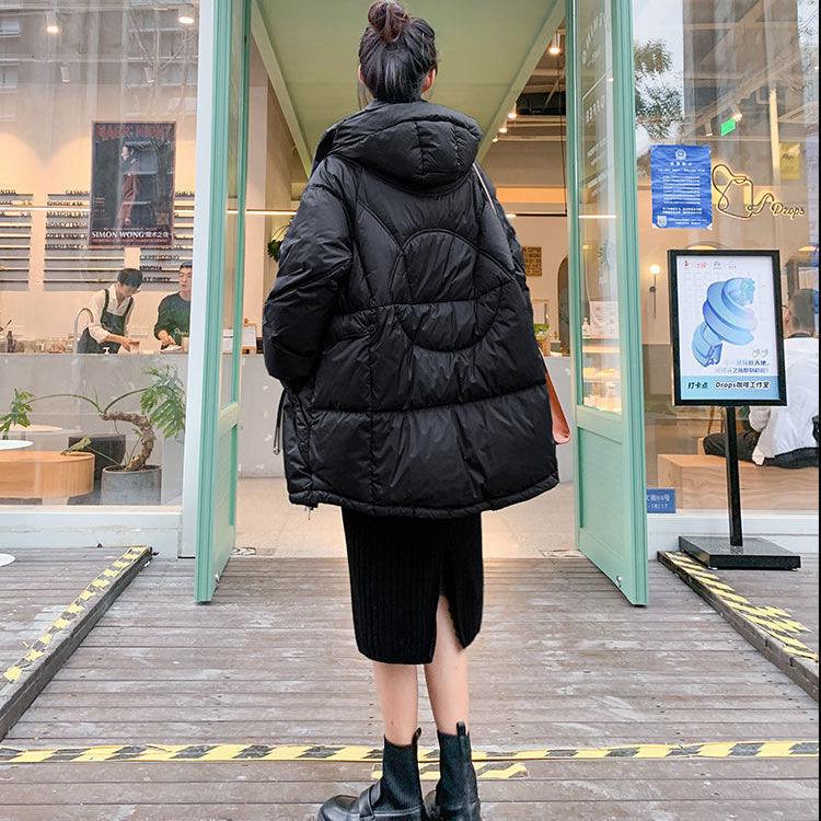 Mid-length Down Jacket Women's Winter Women's Hooded Stand-up Collar Loose Thick Bread Coat Jacket Winter Warmth Thick Cotton Jacket