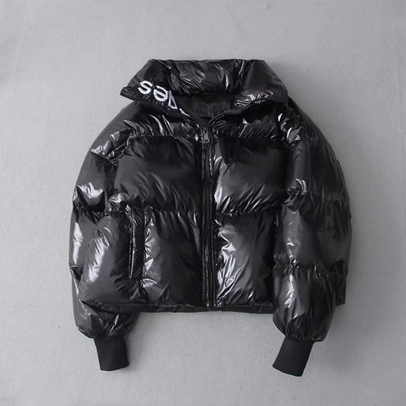 Winter Glossy Down Parka Women's Waterproof Coat Embroidery Jacket Ladys Warm Thick Casual Coat