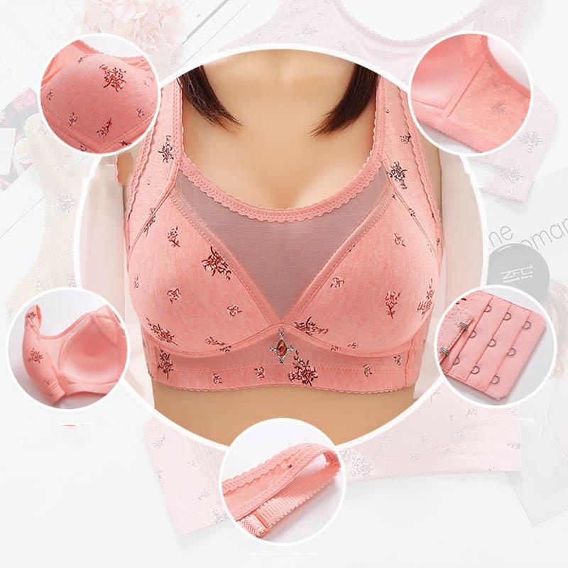 Ladies Cotton Thin Section Gather No Steel Ring Large Size Anti-glare Anti-sagging Top-up Shape Breathable Bra