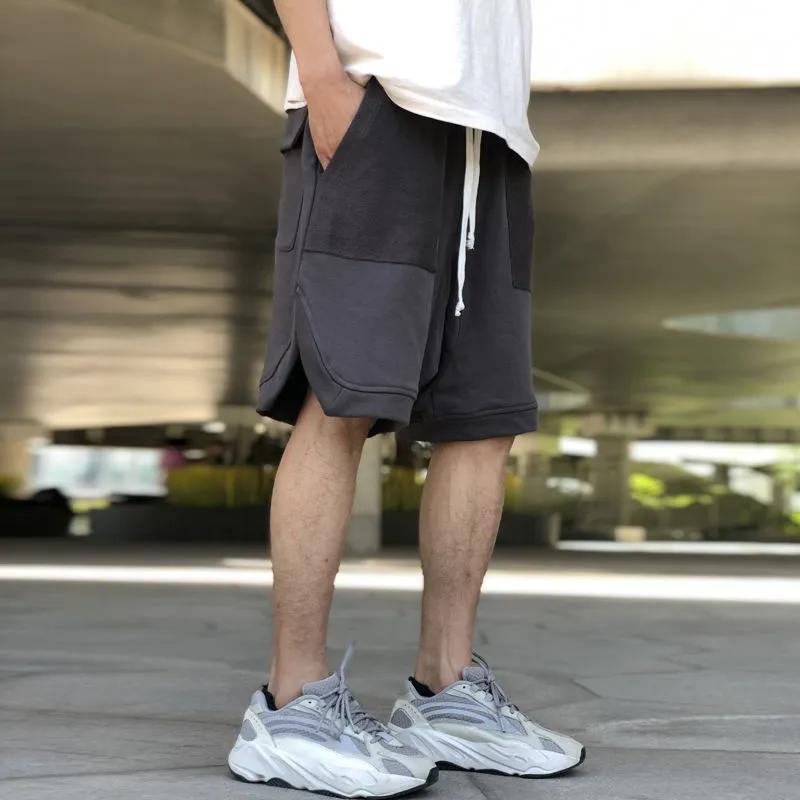 Street Trend Hip-hop Loose Shorts Gray Men's and Women's Summer Cotton High Street Knitted Five-point Pants Shorts