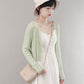Summer Thin Knitted Sunscreen Cardigan Women's Slim All-match Solid Color Pearl Buckle Ice Silk Short Top