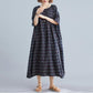 WTEMPO Plus Size Ladies Dress Summer 1/2 Sleeve Round Neck Casual Mid-calf Length