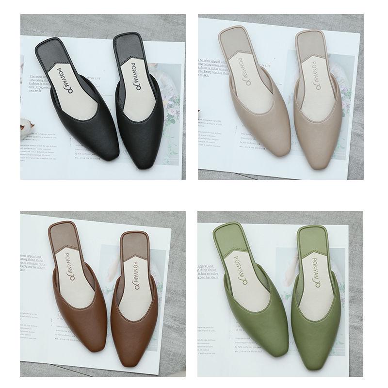 Korean Fashion Half Slippers Female Summer Wear Baotou Net Red Chic Lazy Single Shoes Wild One Pedal Female Slippers