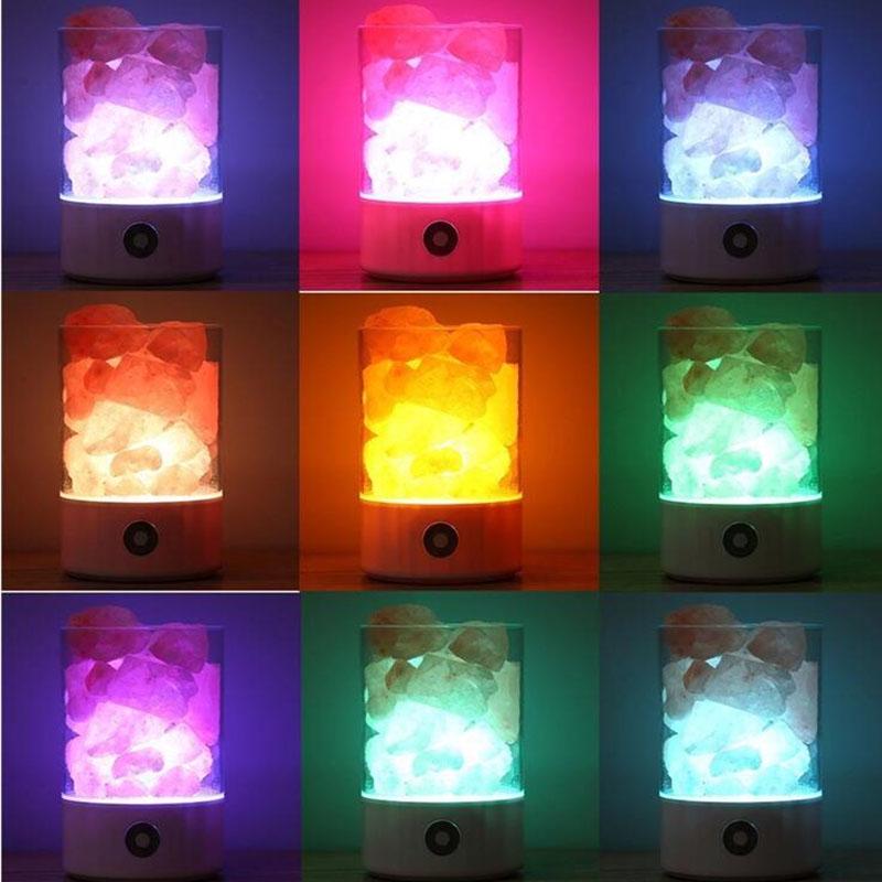 Himalayan Crystal Salt Table Lamp Led Night Light Natural Romantic Bedroom Usb Charging Bedside Lamp